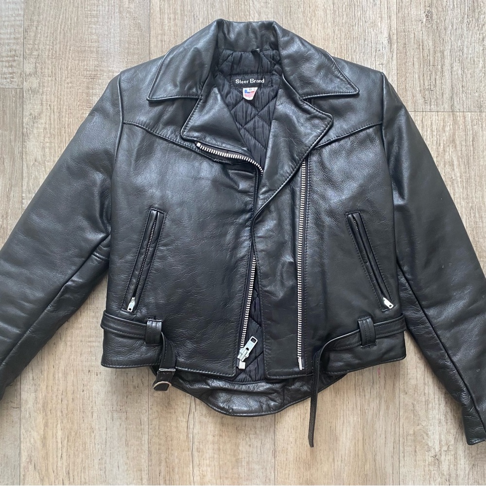 Vintage Black Leather Jacket Made in USA